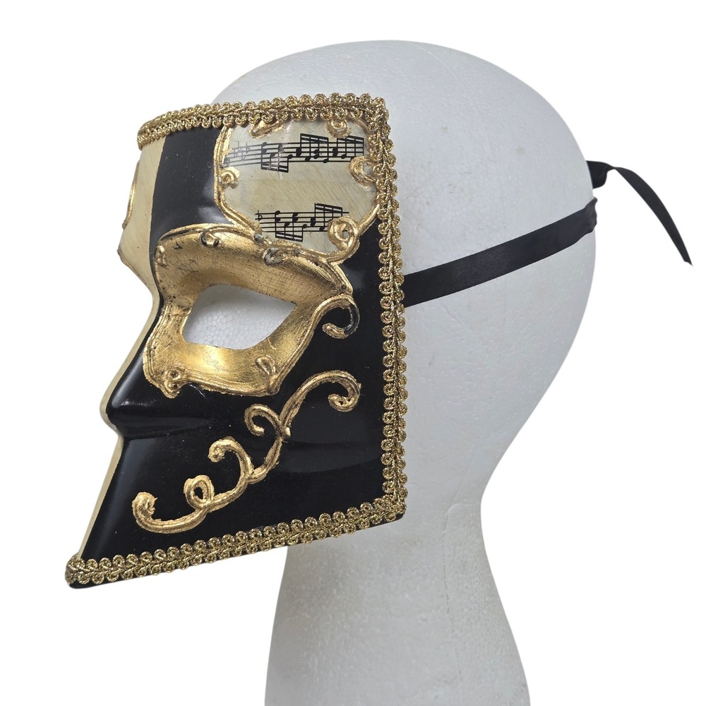 Venetian Casanova Bauta Mask‎ Adult OS Black Cream Carnival Masquerade Costume
